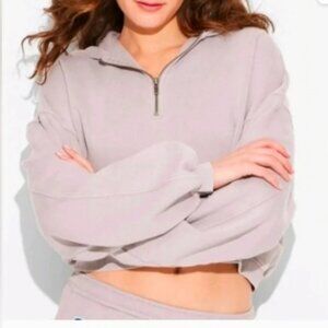 Wild Fable Women's Quarter Zip cropped Hoodie Sweatshirt Oversized